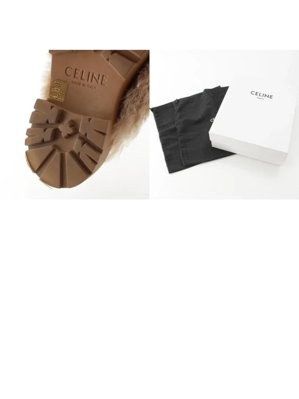 Celine Fur Triomphe Platform Sandals Brown
